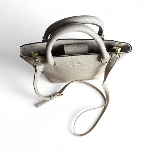 Nanette Lepore Crossbody Leather Cream Satchel detachable strap Top handles Bag - Picture 5 of 7